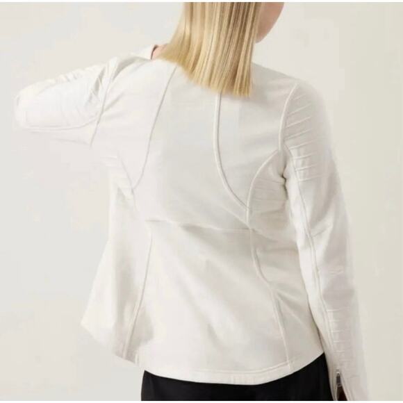 Athleta Magnolia White Moto Jacket Full Zip Fleece Lining Women's Size M - Picture 4 of 15